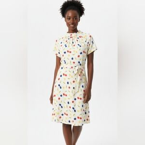 ModCloth Women's Cherry Print Retro Swing Mock Neck Midi Dress Large